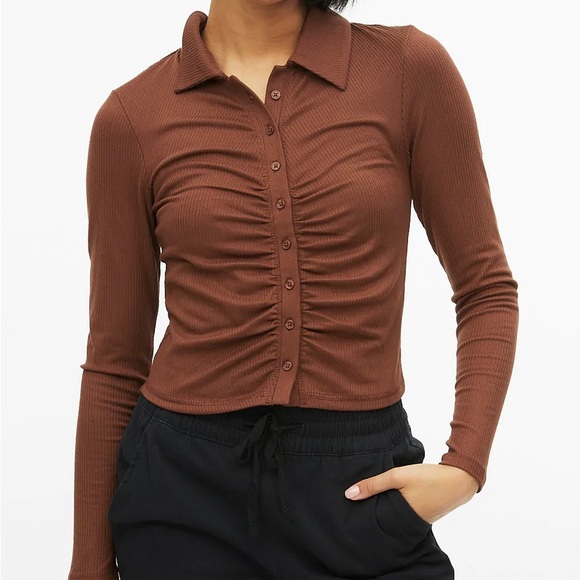 Bluenotes Long Sleeve Womens Button-Up Top Shirt With Collar - Picture 2 of 5